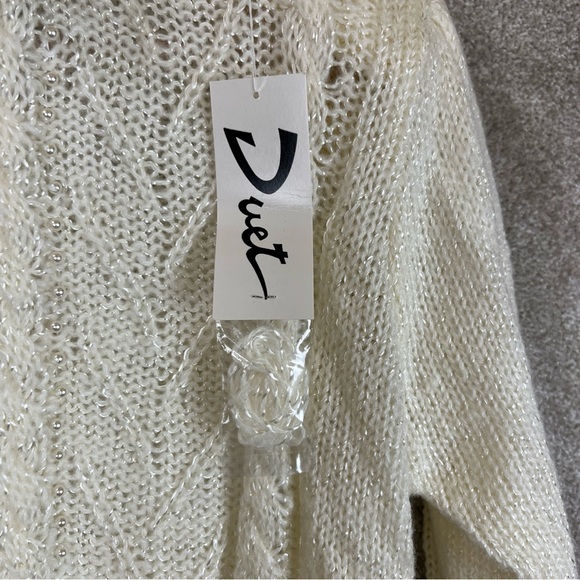 Duet Vintage Sweater Womens Small Cream Pullover Collared Beaded 80s NEW- 1217* - Picture 9 of 12